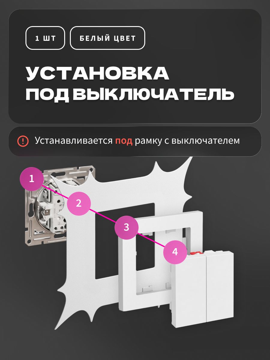 Накладка под выключатель и розетку для защиты обоев, рамка декоративная на стену, однопостовая, белая — фото 10